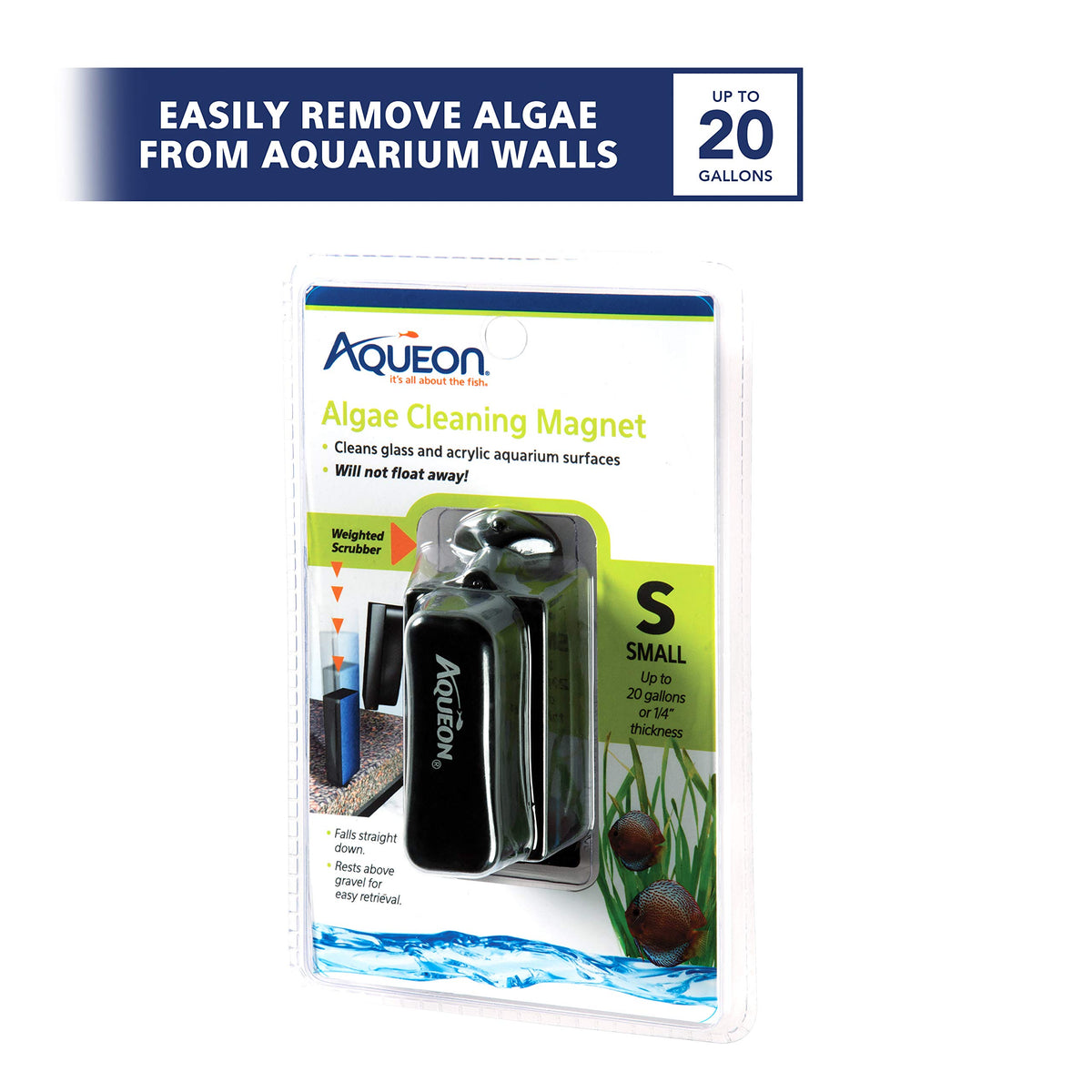 Aqueon Aquarium Algae Scraper, Fish Tank Magnetic Glass Cleaner for Glass/Acrylic, Small