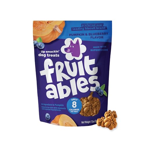 Fruitables Baked Dog Treats, Low Calorie Treats, Pumpkin & Blueberry, 12oz