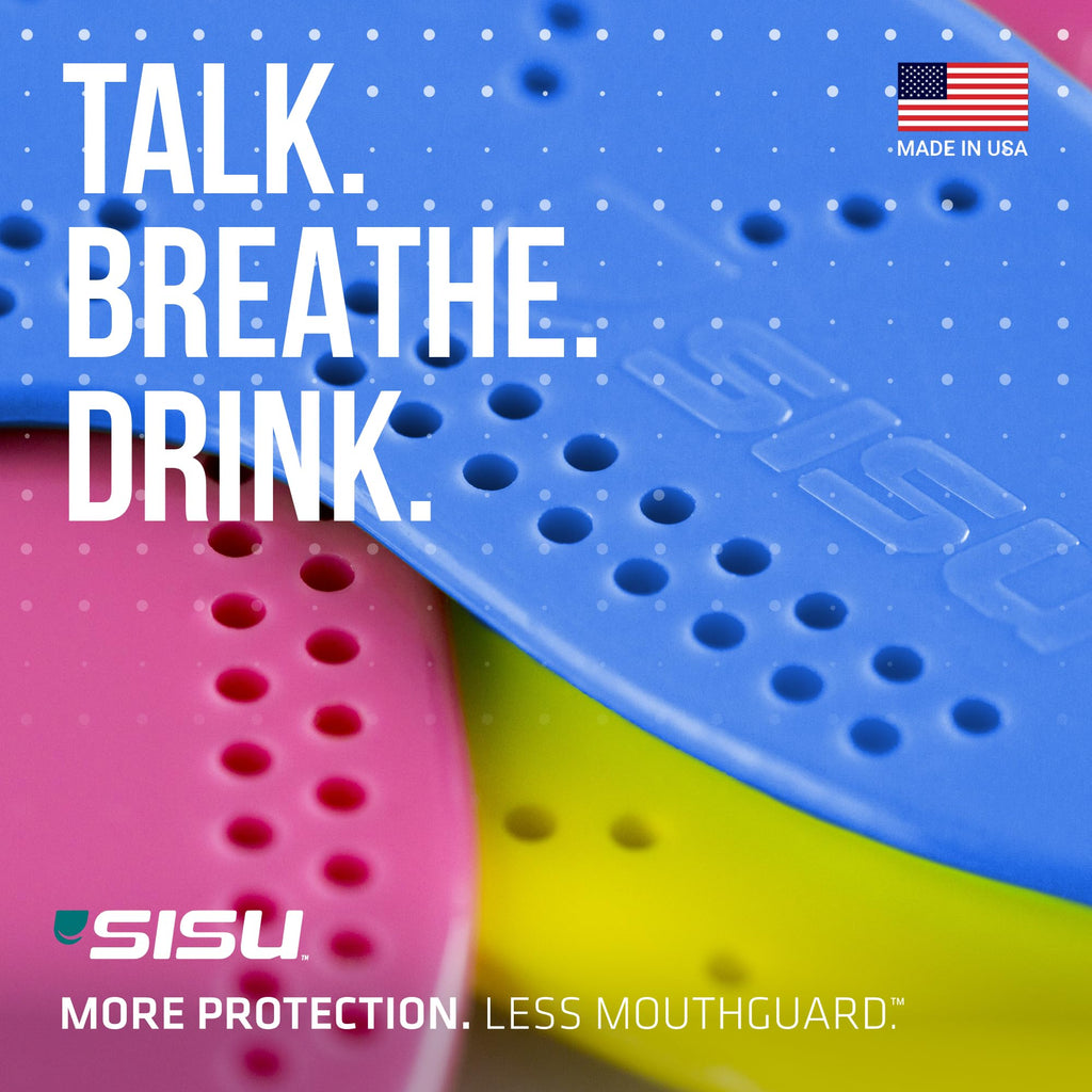 SISU Aero Medium Mouthguard, Snow White - 30% Stronger Protection for Lacrosse, Football, Hockey, Roller Derby, Team Sports - Remoldable Up to 20 Times - Ultra Slim - Works for Braces - Non Toxic