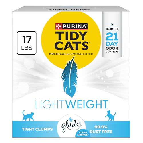 Purina Tidy Cats LightWeight Glade Clear Springs Litter, 17 lb | Glade Scented, tight clumping and low-dust formula offers 21-day odor control for multi-cat homes