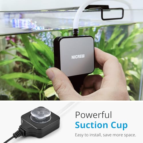 NICREW Nano Silent Aquarium Air Pump, Black, for up to 10 Gallon Fish Tank | Piezo Ceramic Technology, Ultra Quiet Operation, 0.3 L/min Output, 1.5W Energy Efficient, Compact Size