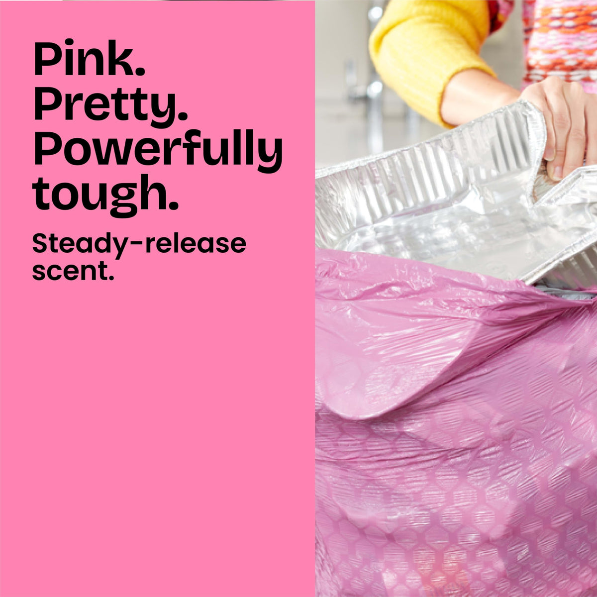 Glad ForceFlex MaxStrength Tall Kitchen Trash Bags, Rip and Tear Resistant, Cherry Blossoms Scented Pink Tall Garbage Bags, Odor Control, Febreze Freshness, 13 Gallon, 90 Count