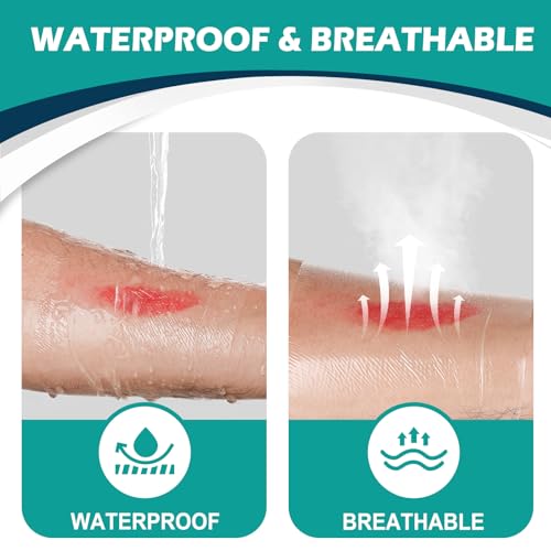 Transparent Film Dressing 4" x 4.75" Box of 30, Waterproof Bandages | Waterproof Bandages for Swimming, Showering, Wounds, Post Surgical or IV Shield, Tattoo Aftercare Bandage, Adhesive Patches