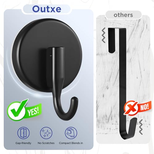 OUTXE Suction Cup Wreath Hanger, Upgraded Reef Hook | for Front Door/Glass Window/Over Door, Christmas/Thanksgiving/Halloween/July 4th/Easter/Spring/Summer/Fall (Black, 2-Pack)