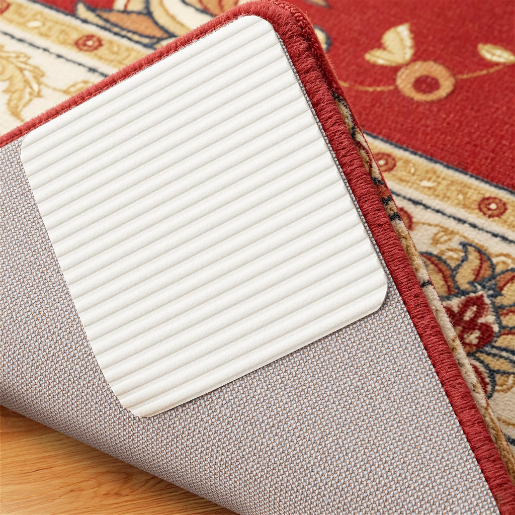 Home Techpro Vacuum Tech Rug Pad Gripper for Hardwood Floors No Damage Tape | New Material to Keep Your Rug in Place, Runner Rug Non Slip Rug Corner Pads Stickers for Carpet, Area Rug, Heavy Duty, 4PCS