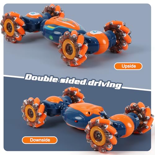Gesture Sensing RC Stunt Car - Boys Girls Toys Age 6-8-12, 4WD Hand Controlled Remote Control Twist Car with Light & Music,Cool Birthday presents and Ideas Gifts for Kids Age 6 7 8 9 10 11 12 YearsOld