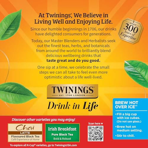 Twinings English Breakfast Black Tea K-Cup Pods for Keurig, 24 Count (Pack of 1), Smooth, Flavourful, Robust, Caffeinated, Enjoy Hot or Iced