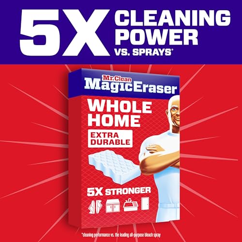 Mr. Clean Magic Eraser, All Purpose Cleaner, Cleaning Scrubber, Wall, Sneaker, Kitchen, Bathroom, Shower Cleaning Supplies, Melamine Pads, Whole Home Extra Durable, 12ct