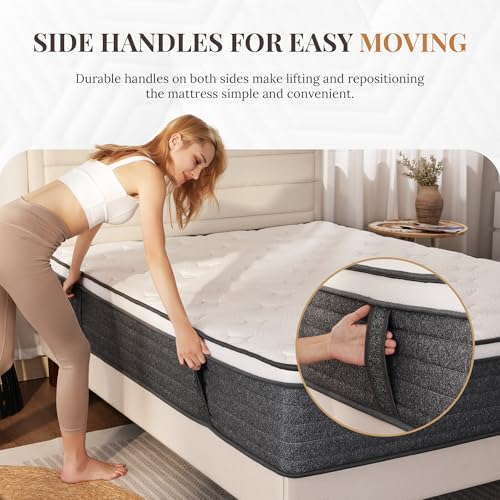 Queen Mattress, 12 Inch Queen Size Hybrid Mattresses in a Box | Medium Feel Foam and Individual Pocket Springs, Fiberglass Free Mattress, Extra Edge Support, Pressure Relief, CertiPUR-US