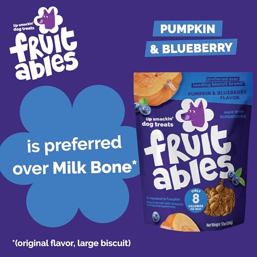 Fruitables Baked Dog Treats, Low Calorie Treats, Pumpkin & Blueberry, 12oz