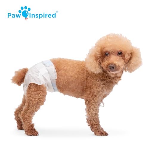 Paw Inspired 32ct Disposable Dog Diapers | Female Dog Diapers Ultra Protection | Diapers for Dogs in Heat, Excitable Urination, or Incontinence (Small)