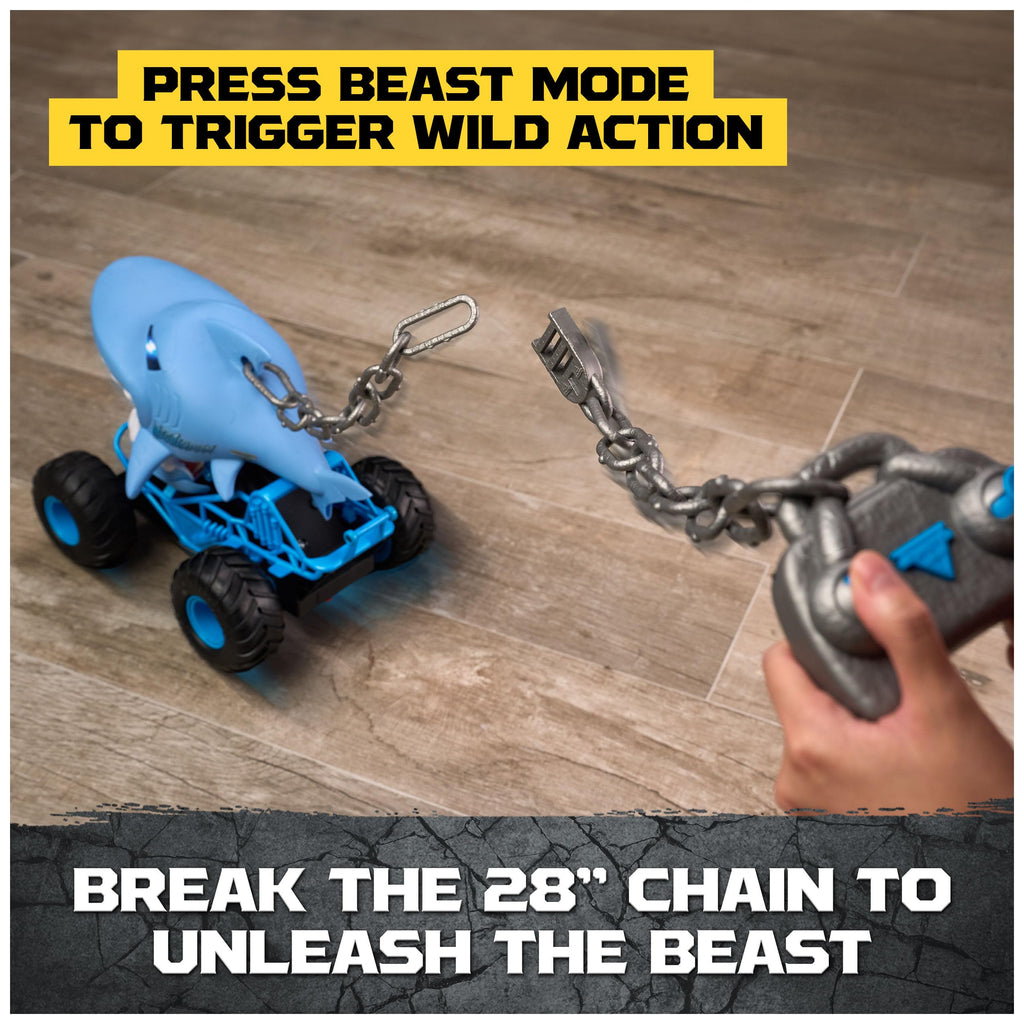 Monster Jam Chomping Megalodon RC Toy Monster Truck, 1:15 Scale | Remote Control Truck Toy, Chomping Action with Wheelies & Spins, Easy to Use Remote, Pretend Play Gifts for Kids Ages 4+