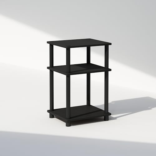 Furinno JUST Toolless 3-Tier Night Stand, Open Storage, Americano | Compact, Narrow Bedside Table, End Table, Side Table, for Bedroom, Dorm