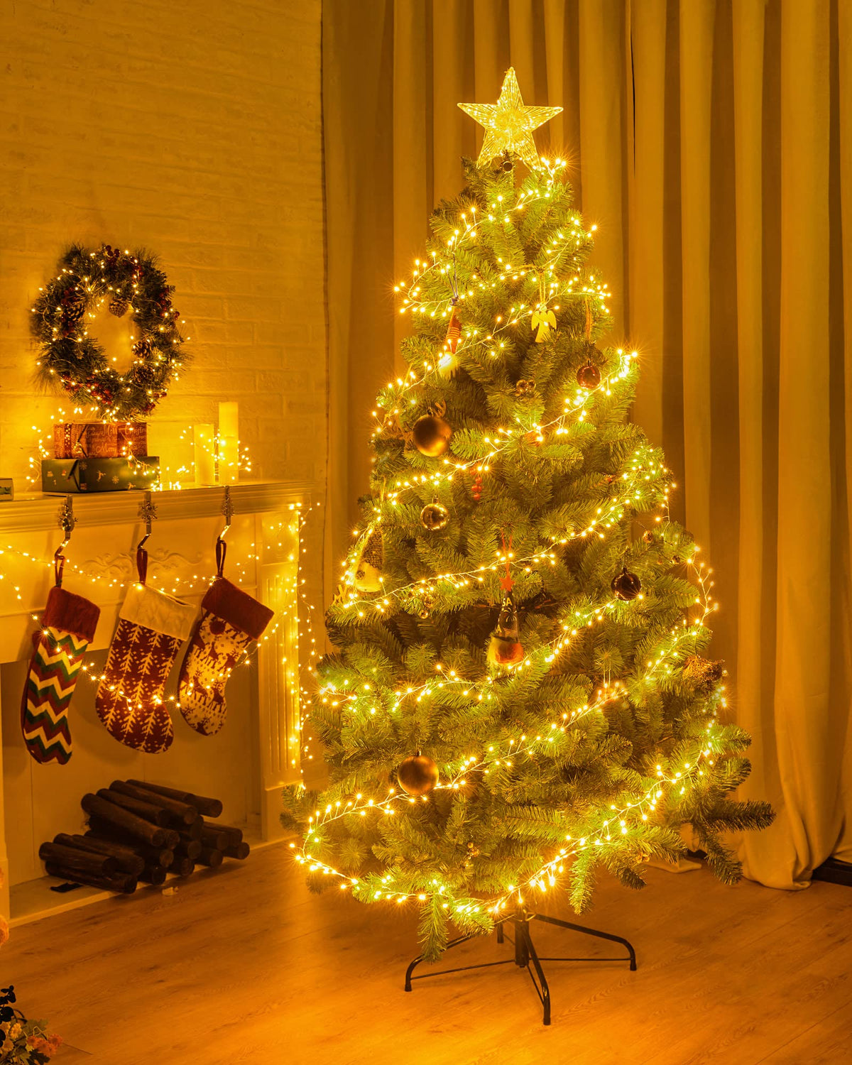 Minetom Fairy Lights Battery Operated, Twinkle String Lights 5ft 60LED | Waterproof Firecracker Starry Lights for DIY Wreath Home Wedding Party Bedroom Mason Jar Christmas Decorations, Warm White