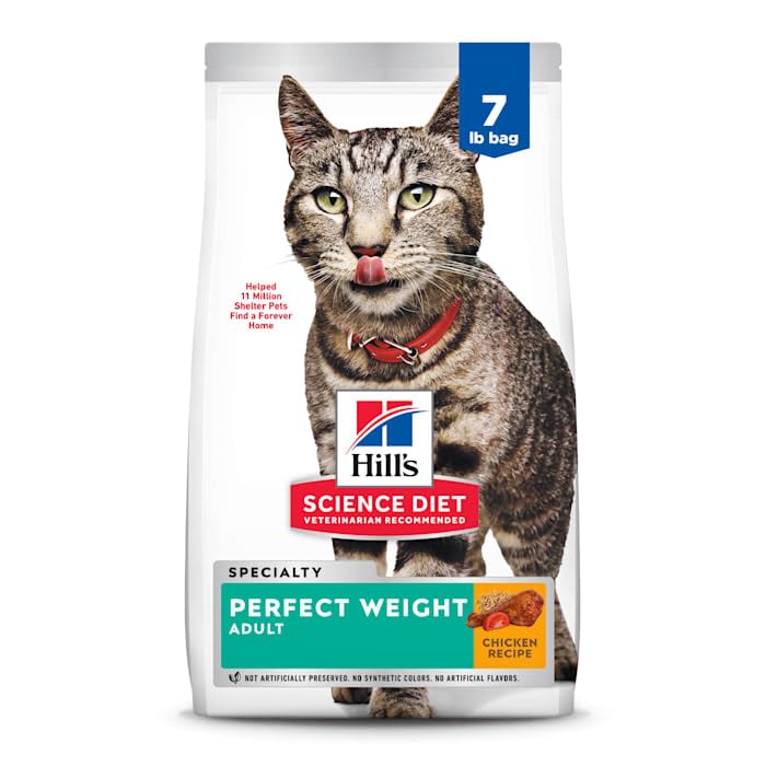 Hill's Science Diet Adult Perfect Weight Dry Cat Food | #1 Veterinarian Recommended, Chicken Recipe, 7 lb. Bag