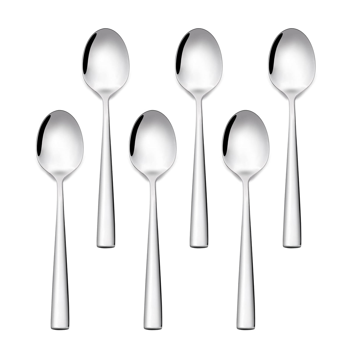 OTTO KONING Leipzig Stainless Steel Teaspoons Set of 6, Silver | Silver stainless steel, mirror polished finish, 15.3cm long, 2.5mm thick, dishwasher safe, comfortable grip