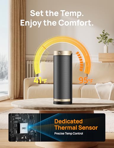 DREO Space Heaters for Indoor Use with Thermostat, 1500W Electric Heaters | Fast Heating, Quiet Operation, 70° Oscillation, Remote Control, 12H Timer, ECO Mode, ETL-Certified Safety Heat for Large Room