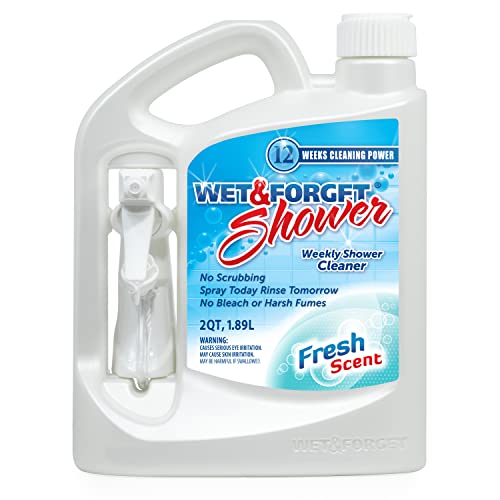 Wet & Forget Shower Cleaner Spray, No Scrub, Fresh Scent, 64 Fl Oz | No-scrub, no rinse, bleach-free, weekly shower cleaner. Cleans & prevents soap scum & grime; for glass, tile, grout & more