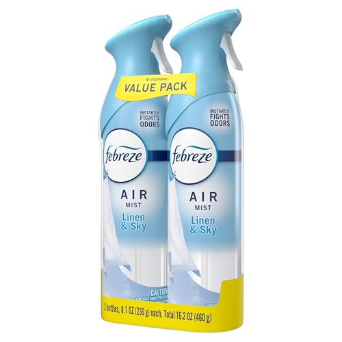 Febreze Air Mist, Air Freshener Spray, Odor Fighting Room Spray, Deodorizer for Home Bathroom Kitchen Office Apartment Dorm Room Classroom, Linen & Sky Scent, 8.1oz (Pack of 2)