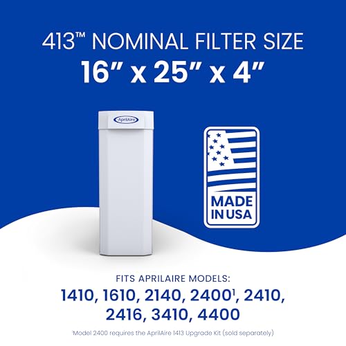 AprilAire 413 Replacement Filter for AprilAire Whole House Air Purifiers - MERV 13, Healthy Home Allergy, 16x25x4 Air Filter (Pack of 2)