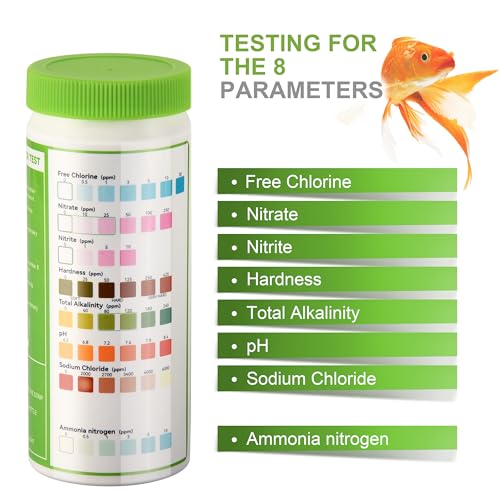 AAwipes 8-in-1 Aquarium Test Kit for Fish Tanks - Quick & Accurate Water Testing Strips for Aquariums & Ponds. Tests pH, Ammonia, Alkalinity, Hardness, Chlorine, etc. (K02-50)