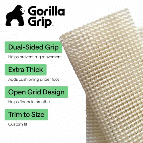 GORILLA GRIP® Slip Resistant Rug Gripper Pads for Hardwood Floor, Cream | Strong Grips Help Keep Area Rugs Safe in Place for Tile, Vinyl and Hard Wood Floors, Floor Protection for Under Carpets, 2x3