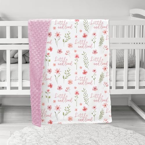 CIVARUA KIDS Fleece Baby Blankets for Girls & Boys, Infant Toddler Blanket | Soft Newborn Baby Minky Receiving Blanket, Dotted Backing for Nursery Crib Stroller, Double Layer, 30''x40'', Pink Floral