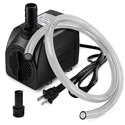 PULACO 160GPH Small Submersible Water Pump with 3.3 ft Tubing | 10Watt Ultra Quiet Fountain Pump (600L/H) for Aquariums, Pond Fountain, Water Feature, Indoor Fountains