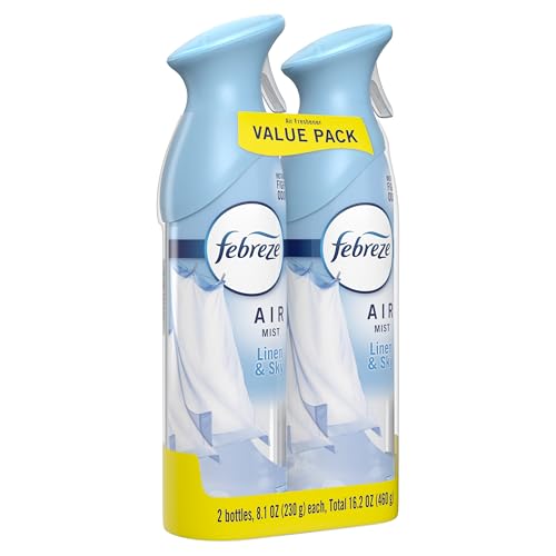 Febreze Air Mist, Air Freshener Spray, Odor Fighting Room Spray, Deodorizer for Home Bathroom Kitchen Office Apartment Dorm Room Classroom, Linen & Sky Scent, 8.1oz (Pack of 2)