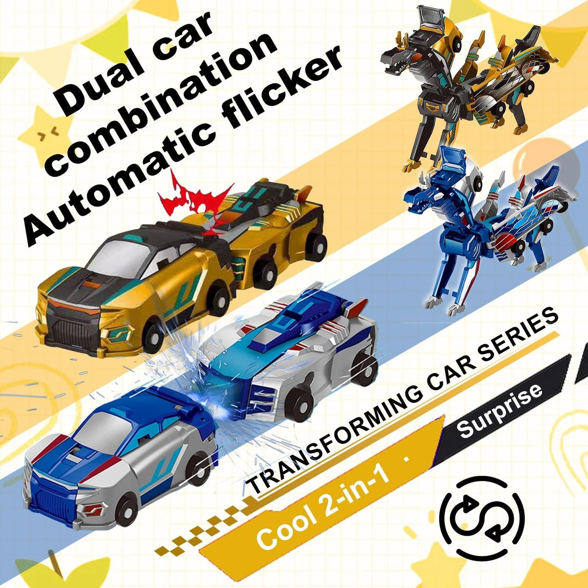 🎁✨ Collision Transforming Dinosaur Car Toy