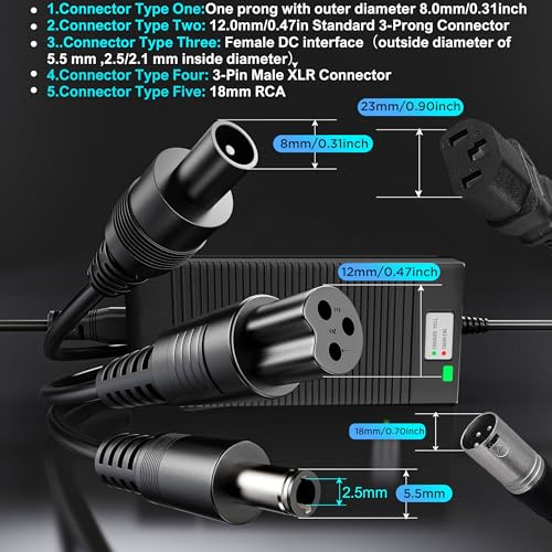 5 in 1 Plugs 54.6V Safe Charger for 48V 13S Lithium Batteries, UL Certified
