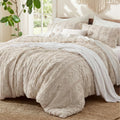 Bedsure Tufted Boho Comforter Set Queen, Bedroom Decor Bedding Set Beige | Soft Breathable Polyester,Fluffy Texture ,3 Pieces Gift For Girls Women,Marshmallow,All Seasons,Machine-washable,OEKO-TEX