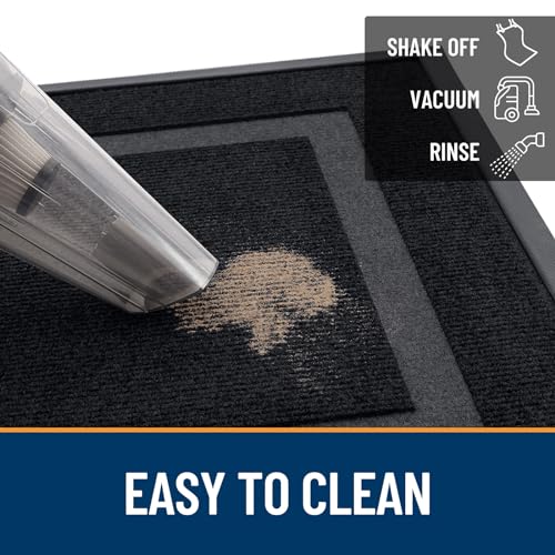 OLANLY Front Door Mat Outside 29.5x17, All-Season Heavy-Duty Rubber Doormat | Black, Absorbent, Stain and Fade Resistant, Waterproof Non-Slip Backing, Low-Profile Indoor Outdoor Floor Mat for Entryway