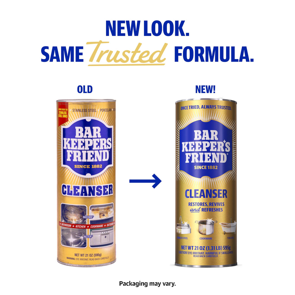 Bar Keepers Friend Powder Cleanser, 12 oz x 2, Multipurpose Cleaner, Degreaser & Remover for Burnt Stainless Steel Pots and Pans, Rust Stains, Hard Water Deposits & Soap Scum