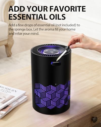 FreAire Air Purifiers for Bedroom Up to 1086 Ft², KN6391RGB, Black | HEPA Air Purifier with 360° Airflow, 20 dB Sleep Mode, 3 Ambient Lights & Aroma Pad for Dust, Smoke, PoIIen & Pet Dander
