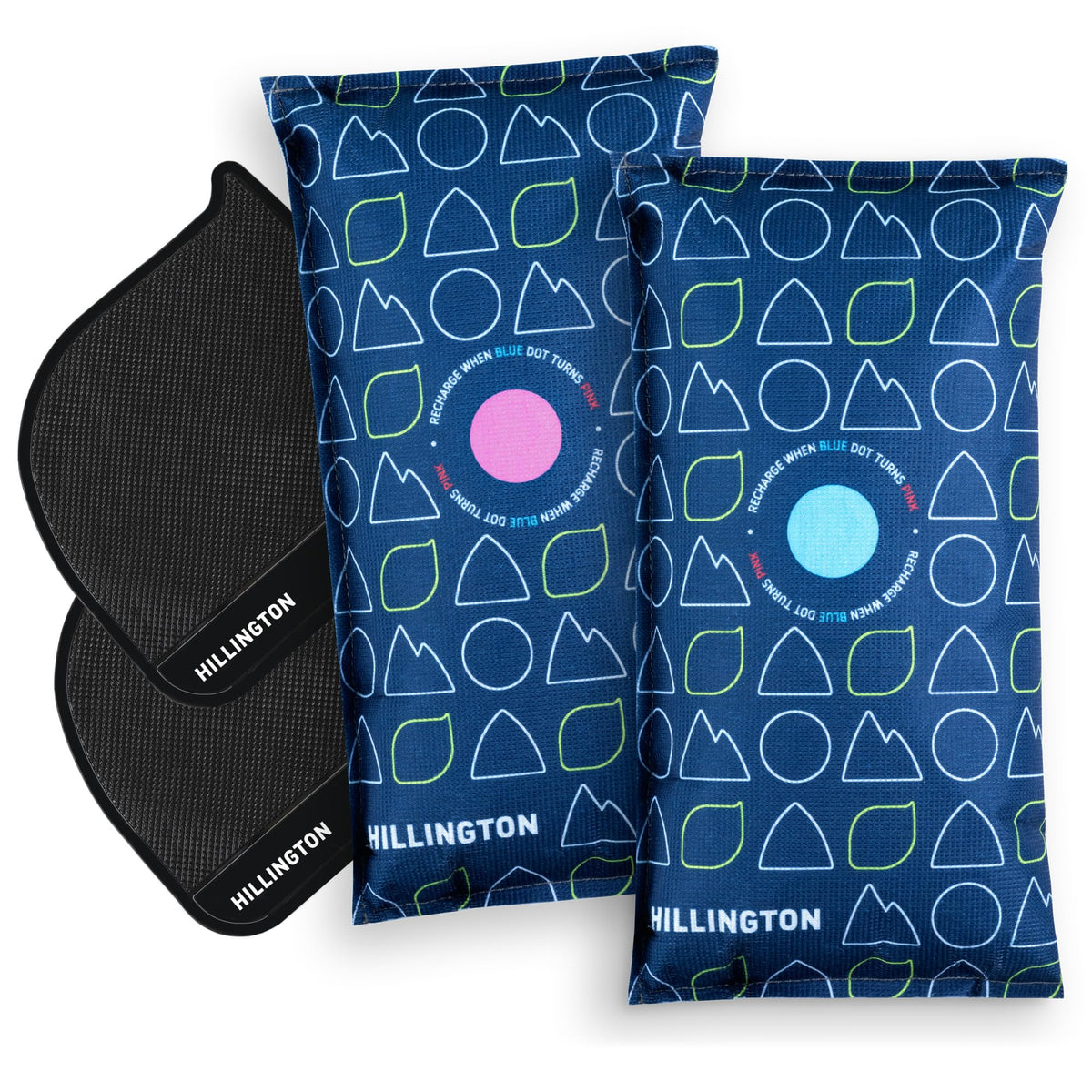 Hillington Car Dehumidifier Bags Reusable 1kg - 2-Pack with Anti Slip Pads | Reusable Dehumidifier Bags for Home and Cars, Moisture Absorbers, Microwave Rechargeable, Condensation Absorbers for Windows