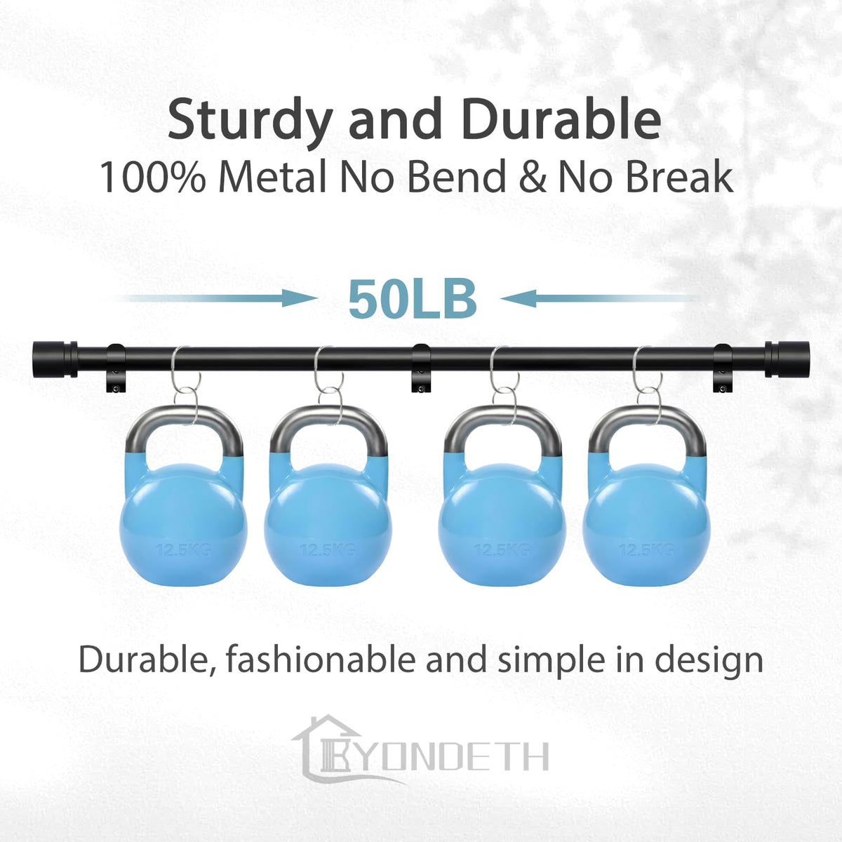 Byondeth Curtain Rods for Windows 16 to 144 Inches Adjustable Length 1 Inch Diameter Window Curtain Rod with Aluminium Finials, Black