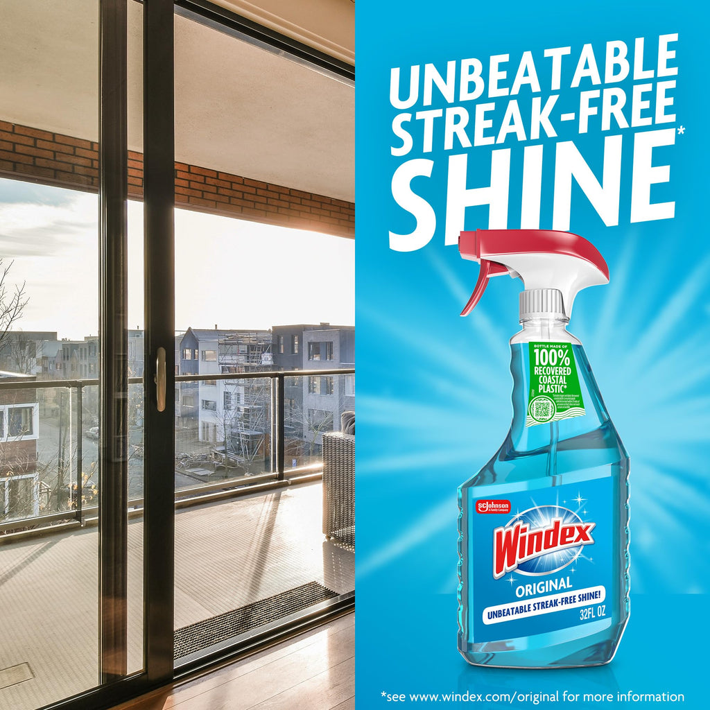 Windex Glass & Window Cleaner Spray Bottle, Original, 23 oz | Streak-Free Shine, Removes Dirt, Smudges & Fingerprints from Glass Tabletops, Windows, Mirrors, Shower Doors & More