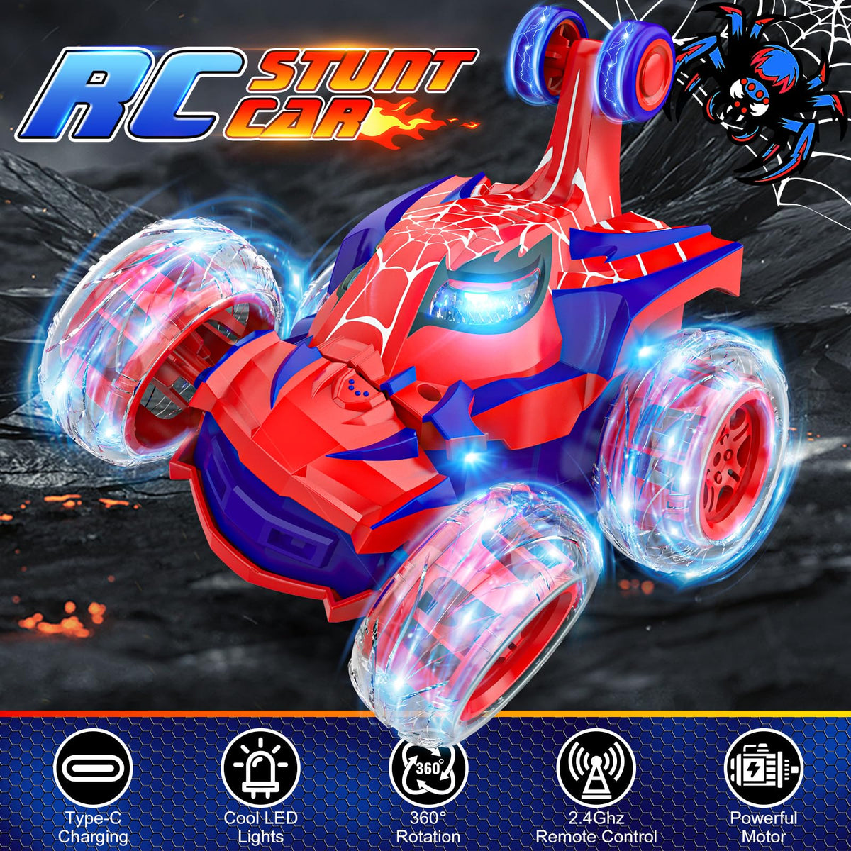 Mafbeanl Remote Control Car Stunt RC Cars 360° Rotating | 2.4GHz Rechargeable Wheel Lights Toys Car Gift for Boys 3 4 5 6 7 8 9 10 11 12
