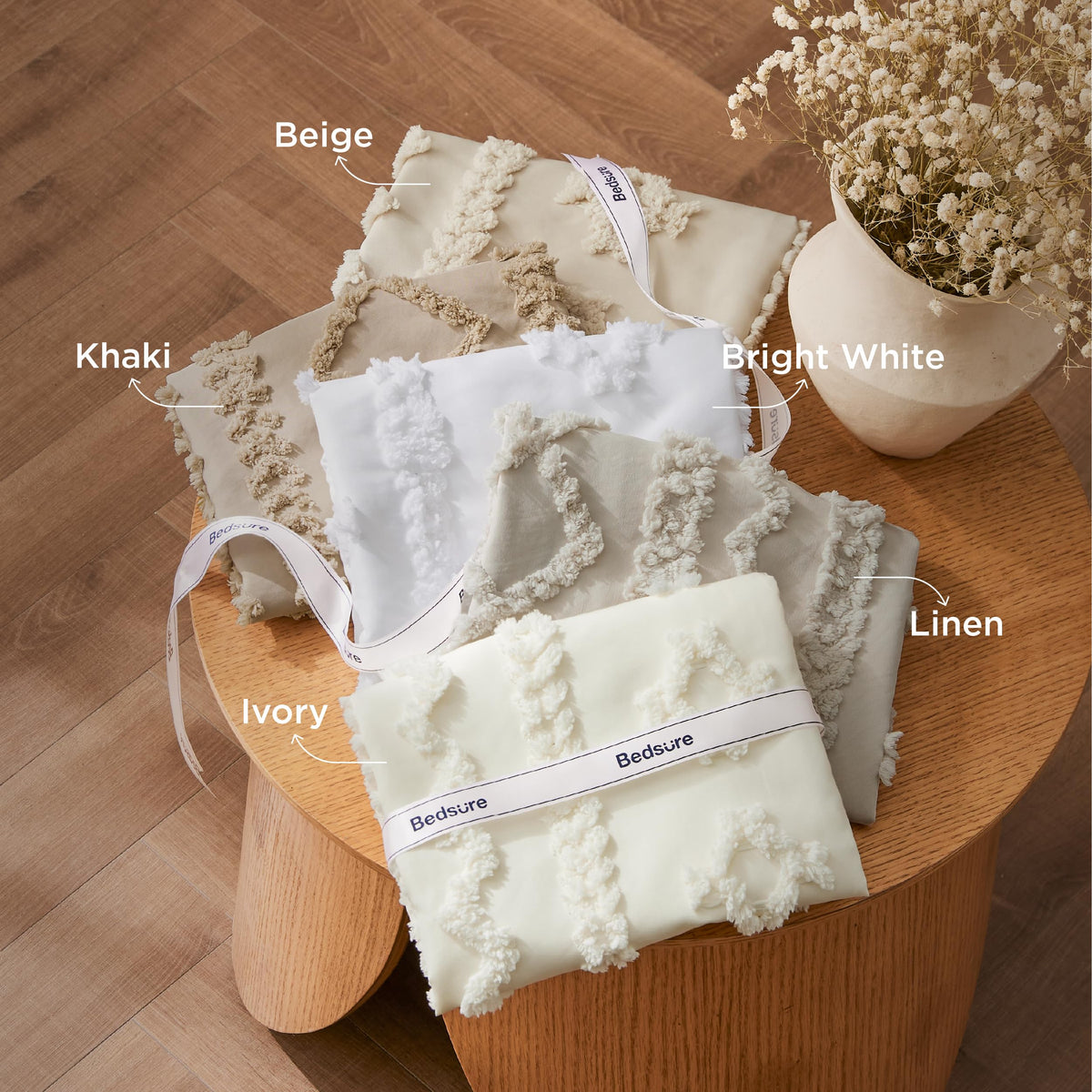 Bedsure Tufted Boho Comforter Set Queen, Bedroom Decor Bedding Set Beige | Soft Breathable Polyester,Fluffy Texture ,3 Pieces Gift For Girls Women,Marshmallow,All Seasons,Machine-washable,OEKO-TEX