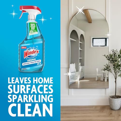 Windex Glass & Window Cleaner Spray Bottle, Original, 23 oz | Streak-Free Shine, Removes Dirt, Smudges & Fingerprints from Glass Tabletops, Windows, Mirrors, Shower Doors & More