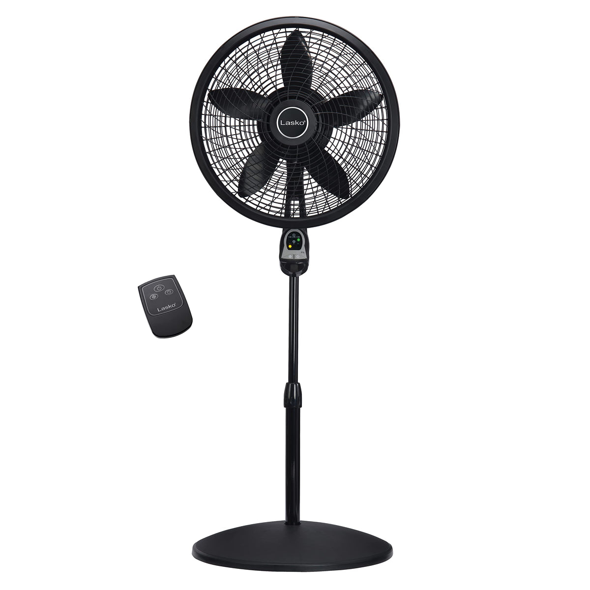 Lasko Cyclone Oscillating Pedestal Fan - Adjustable to 54" - 1843 - Black | Remote Control, Cooling Standing Fan for Bedroom, Living Room, and Home Office, 18" Blade Diameter, 3 Quiet Speeds