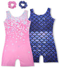 Tstiti Gymnastics Leotards for Girls 2 Pack Sparkly Biketards Outfit Set | 2 Hair Scrunchies, 2 Pack Sparkly Biketards, Leotard for Kids Gymnastics, Tumbling, Practice