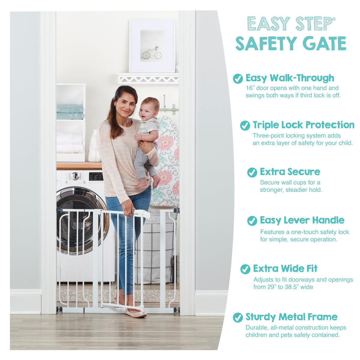 Regalo Safety 29"-38.5" Easy Step Baby Gate, Bottom of Stairs & Doorways