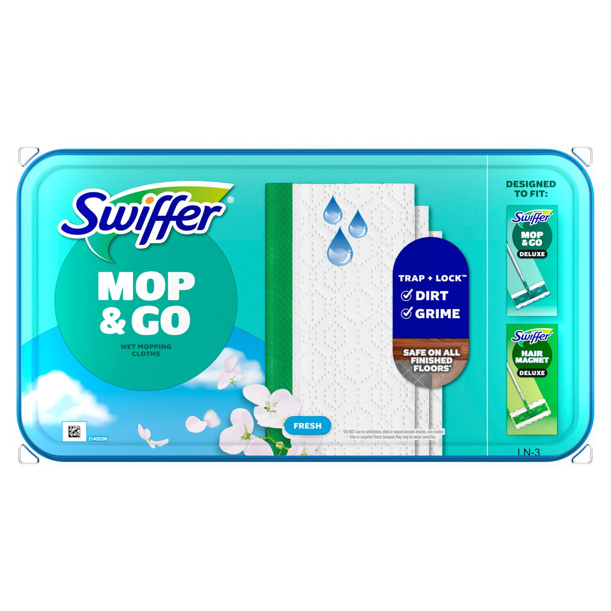 Swiffer Sweep + Mop, Wet Pads Refill, Floor Cleaner for Dirt, Dust, Hair, Cleaning Cloths for Mopping Home, Bathroom, Kitchen, All Purpose Multi-Surface Floor Wipes, Fresh, 24ct