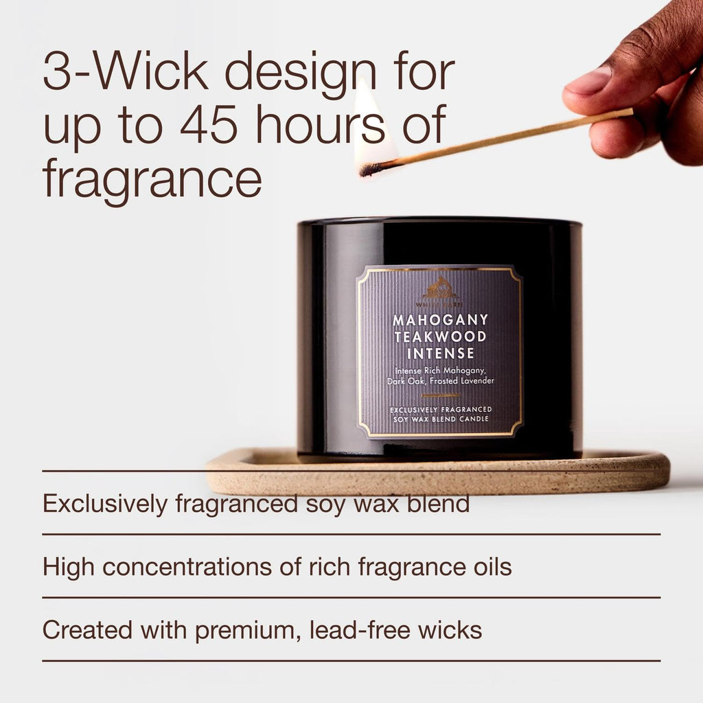 Bath & Body Works 3-Wick Candle, Mahogany Teakwood Intense, Soy Wax Blend | Room-Filling Warm Home Scent with Strong Throw, Exclusively Fragranced Soy Wax Blend, Burns Up to 45 Hours, Great Gift