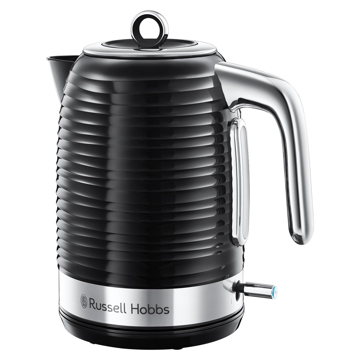 Russell Hobbs Inspire Electric 1.7L Cordless Kettle (Fast Boil 3KW, Black premium textured plastic, high gloss finish, Removable washable anti-scale filter, Pull off lid, Perfect pour spout) 24361
