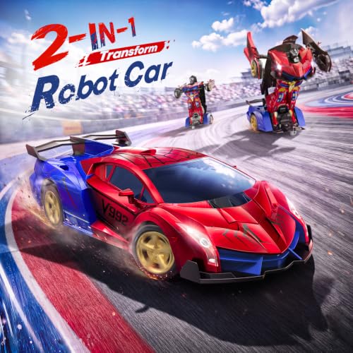 Veeniix V992 2-in-1 Spider Transform RC Robot Car Toy, 1:14 Scale | Gesture Sensing & Auto Deformation, LED Lights & Sound, 2 Batteries 60 Min Play, Durable ABS, Birthday Gift for Kids Ages 6+