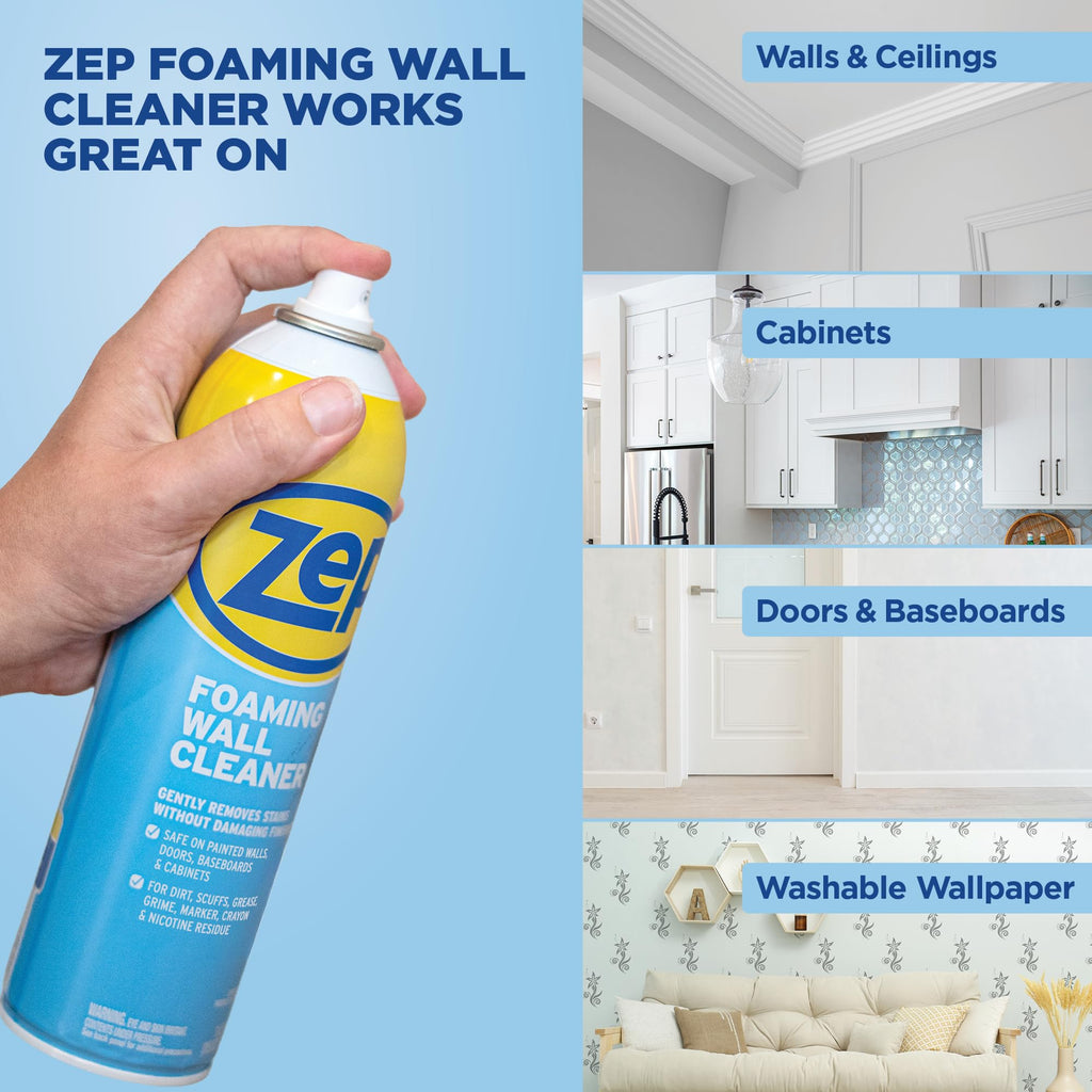 Zep Foaming Wall Cleaner - 18oz - Removes Scuffs & Stains | Removes Stains Without Damaging Finishes