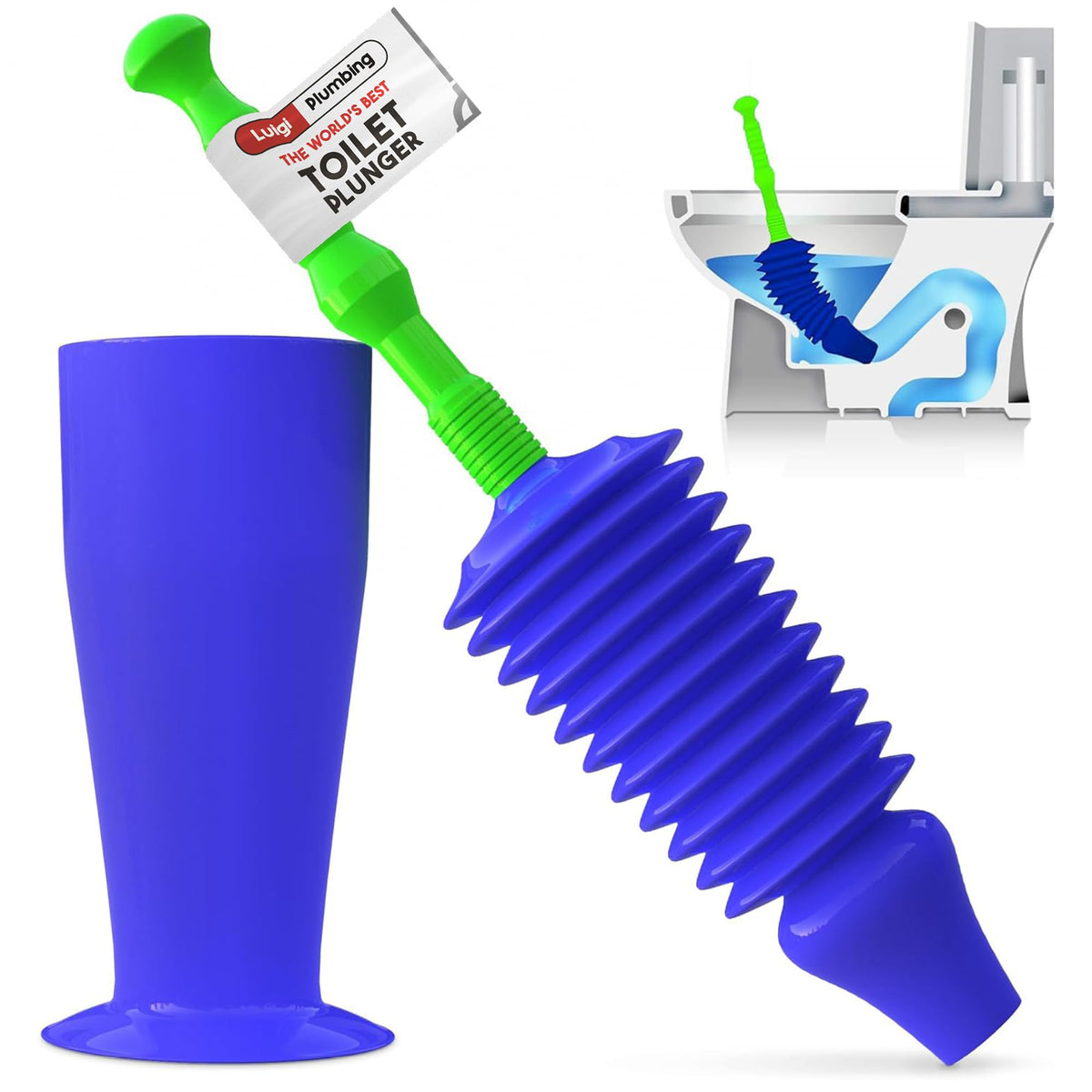 Luigi's World's Best Toilet Plunger - Plunger Toilet Unblocker Heavy Duty - Plungers for Unblocking - Unique Strongest Unblocker Tool - Plungers for Unblocking - Clog Remover Tool